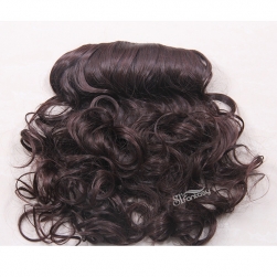 Brown synthetic fiber wavy hair weft one piece clip in hair extension
