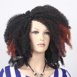 2017 New arrival kinki twist hair styles synthetic hair afro wig with highlight color