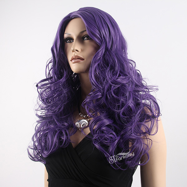 27 Quot Fluffy Synthetic Purple Hair Wig For Party And Shopping