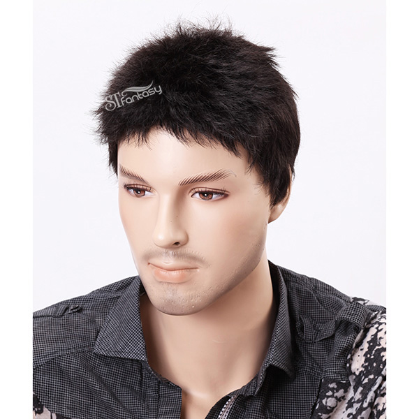 Wholesale 11" buzz cut hair style wig for men 62g black color