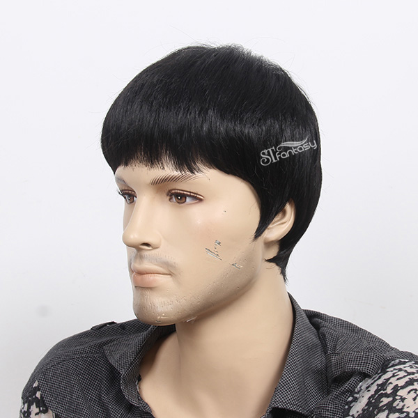 Wholesale 12 Quot Black Short Men Artificial Hair Wig With
