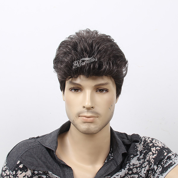 2017 New Style Hansome Hair Wig For Men With Curly Synthetic Hair