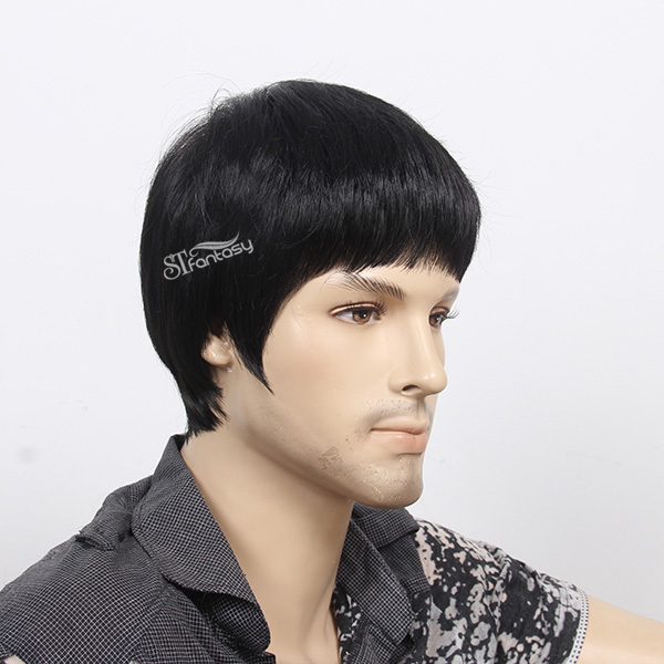 Wholesale 12 Quot Black Short Men Artificial Hair Wig With