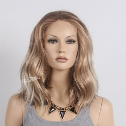 Ombre medium long lace front synthetic wigs for American women