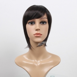 Guangzhou synthetic hair toupee supplier wholesale short straight black hair toupee for women