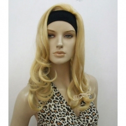 Guangzhou half wig supperlier wholesale long curly yellow synthetic hair hair wig