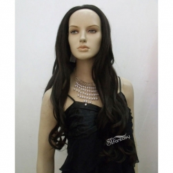 ST fashion style long curly black synthetic hair half wig for women