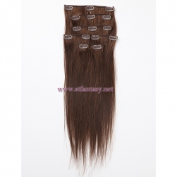 Light Brown 7sets Glamorous 100% Unprocessed Virgin Remy Brazilian Silky Straight Human Clip In Hair