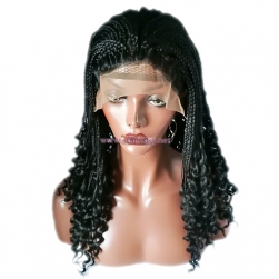 Braided Lace Front Wigs-22 Inch Black Synthetic Wig Manufactuter