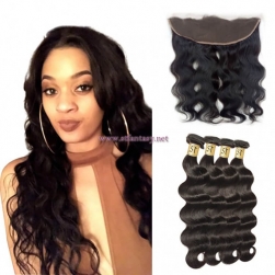 ST Fantasy 13x4'' Peruvian Lace Frontal Closure With 4Bundles Body Wave Hair