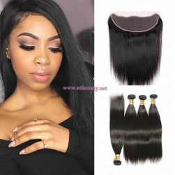 ST Fantasy Lace Frontal Closure with 4Bundles Hair Indian Straight Natural Color